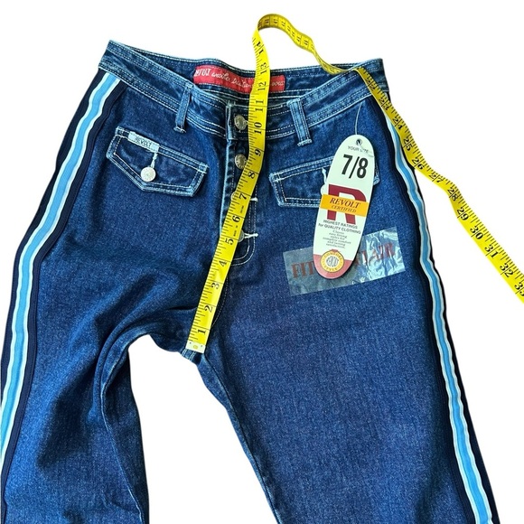 Revolt Jeans High Rise Flare With Track Stripe NOS Deadstock 90s Y2K NWT Sz 7 /8 - Picture 4 of 12